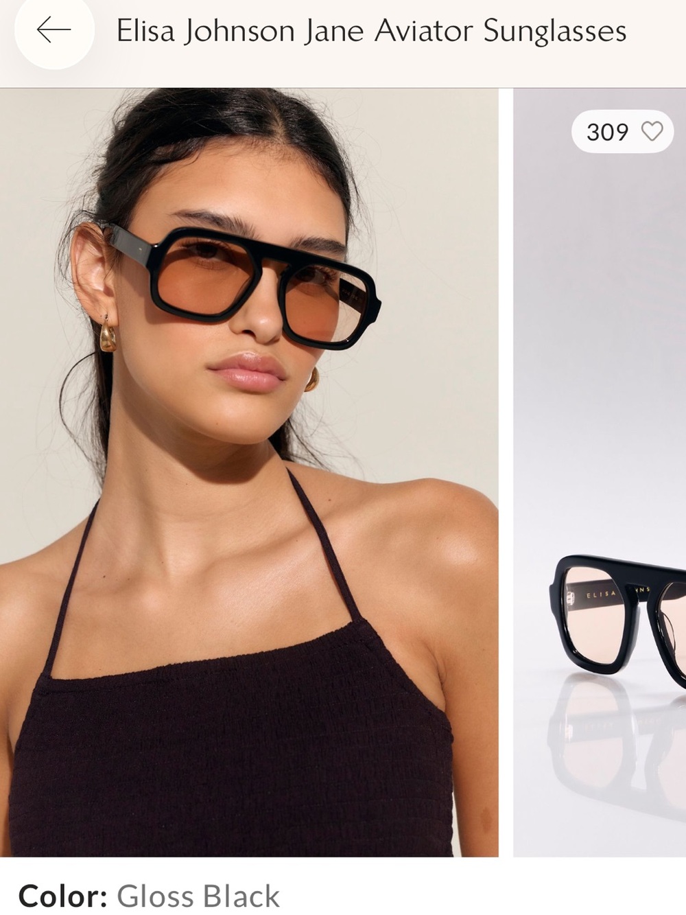 ELISA JOHNSON Jane Sunglasses in Gloss Black. Brand new in box.